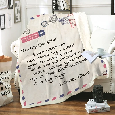 Letter Winter Sherpa Throw Blanket