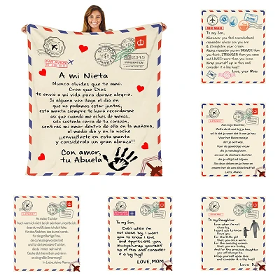 Letter Winter Sherpa Throw Blanket