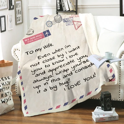Letter Winter Sherpa Throw Blanket